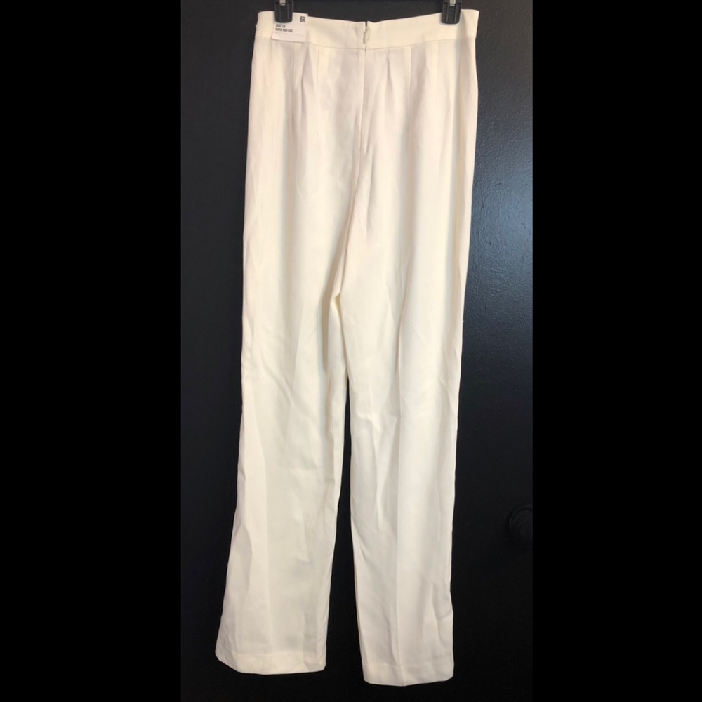 Express Cream Wide-Leg Button-Trim Pants - Picture 2 of 6